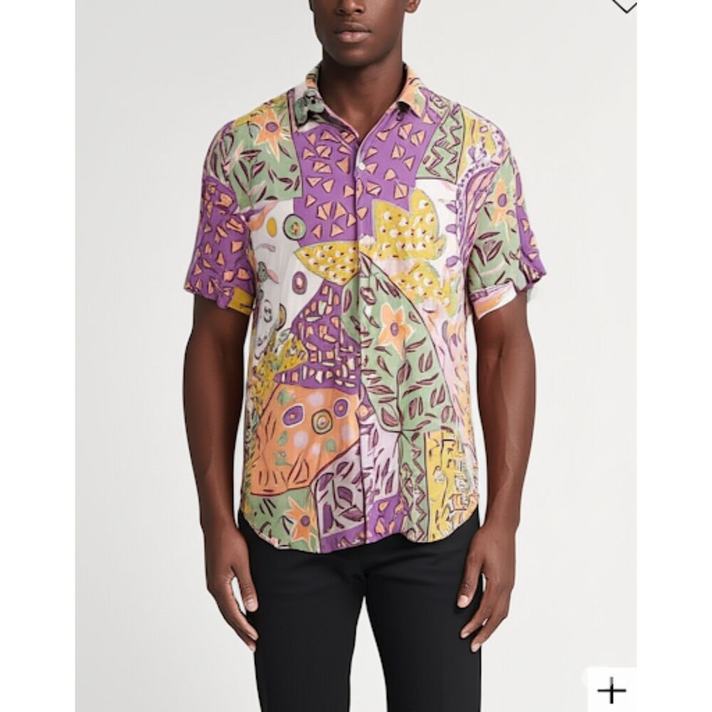 ASOS Multicolor Vintage Floral Print Relaxed Camp Collar Button-Down Shirt Small